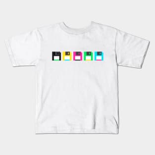 The Mighty Diskette Colorful Retro Vintage Art Kids T-Shirt